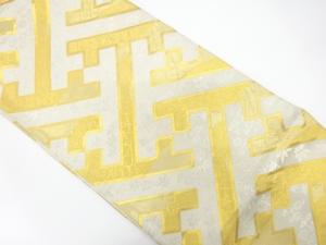 アンティーク　紗綾型に草花模様織り出し袋帯（着用可）